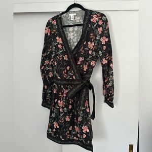 NWOT H&M Floral Wrap Dress - Black and Pink